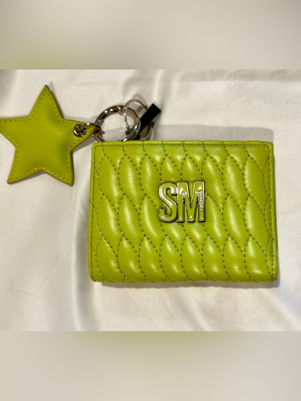 Steve Madden Quilted Lime Green Cardholder Keychain. So soft! 4.5” x 3.5”